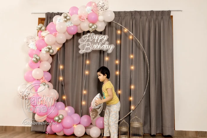 birthday Pink and White Ring Balloon Decor